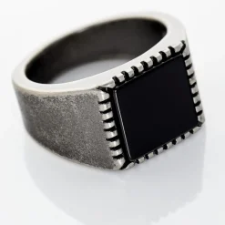 Histoire d'Or Bague Chevalière Acier Vieillit Haris Agate Clearance