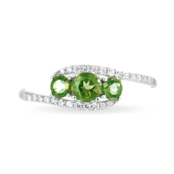 Histoire d'Or Bague Chloe Or Blanc Péridot Et Oxyde De Zirconium Outlet