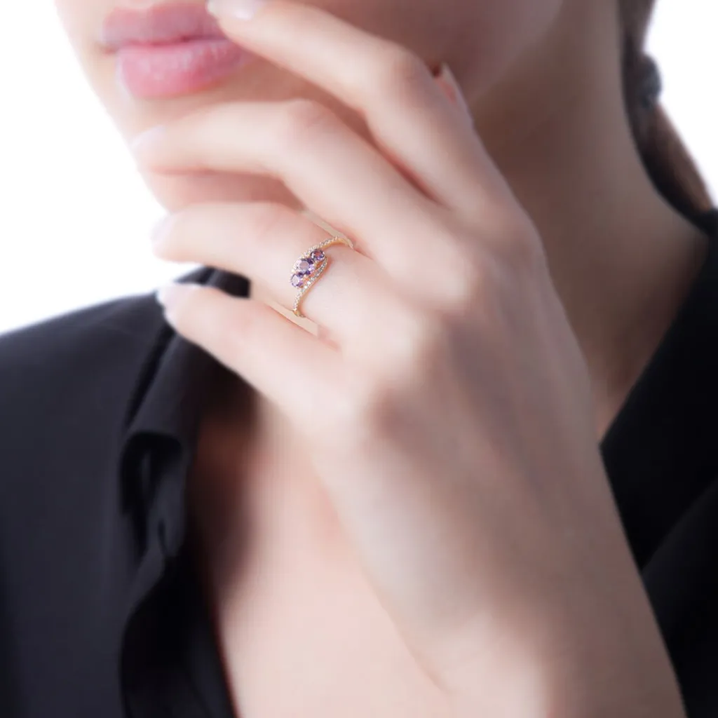 Histoire d'Or Bague Chloe Or Rose Amethyste Et Oxyde De Zirconium Clearance