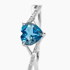 Histoire d'Or Bague Clothilde Or Blanc Topaze Et Oxyde De Zirconium or blanc topaze london blue Discount