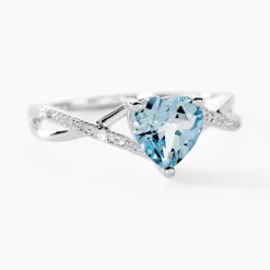 Histoire d'Or Bague Clothilde Or Blanc Topaze Et Oxyde De Zirconium or blanc topaze bleu sky