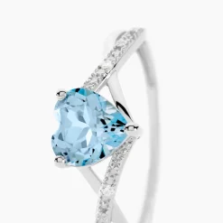 Histoire d'Or Bague Clothilde Or Blanc Topaze Et Oxyde De Zirconium or blanc topaze bleu sky