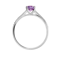 Histoire d'Or Bague Crista Or Blanc Amethyste Et Diamant