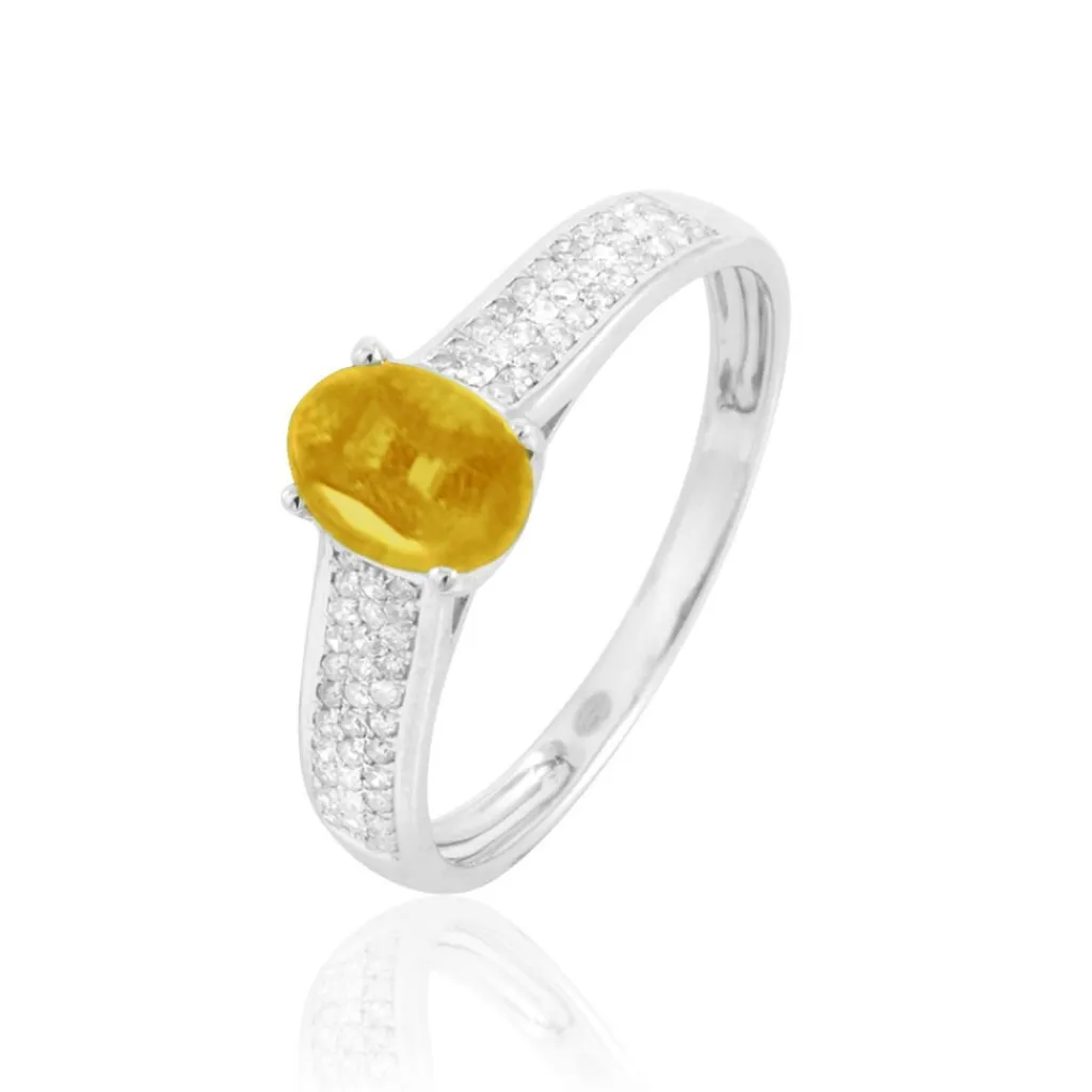 Histoire d'Or Bague Crista Or Blanc Citrine Et Diamant Hot