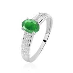 Histoire d'Or Bague Crista Or Blanc Emeraude Et Diamant New