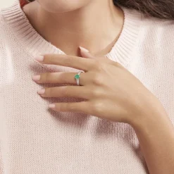 Histoire d'Or Bague Crista Et Diamant or blanc emeraude Best