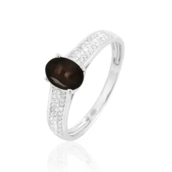 Histoire d'Or Bague Crista Or Blanc Quartz Et Diamant or blanc quartz marron Best