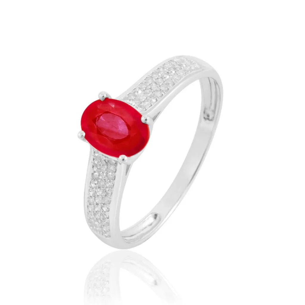 Histoire d'Or Bague Crista Or Blanc Rubis Et Diamant