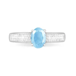 Histoire d'Or Bague Crista Or Blanc Topaze Et Diamant