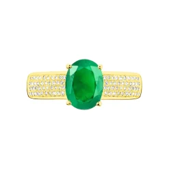Histoire d'Or Bague Crista Or Jaune Emeraude Et Diamant Sale