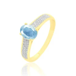 Histoire d'Or Bague Crista Or Jaune Topaze Et Diamant or jaune topaze bleu sky