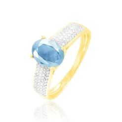 Histoire d'Or Bague Crista Or Jaune Topaze Et Diamant or jaune topaze bleu sky New