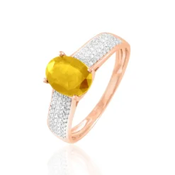 Histoire d'Or Bague Crista Or Rose Citrine Et Diamant or rose citrine jaune New