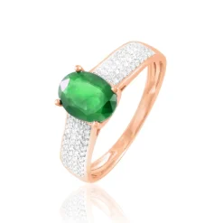 Histoire d'Or Bague Crista Or Rose Emeraude Et Diamant Sale