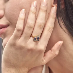 Histoire d'Or Bague Dahlia Or Jaune Saphir Diamant Discount