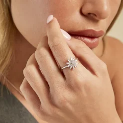 Histoire d'Or Bague Daisy Argent Blanc Oxyde De Zirconium New