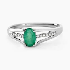 Histoire d'Or Bague Denise Or Blanc Emeraude Et Diamant New