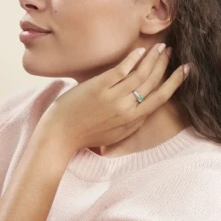 Histoire d'Or Bague Denise Or Blanc Emeraude Et Diamant New