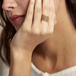 Histoire d'Or Bague Dion Acier Jaune Outlet