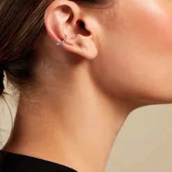 Histoire d'Or Bague D'oreille Unitaire Charmaine Argent Blanc Oxyde De Zirconium New