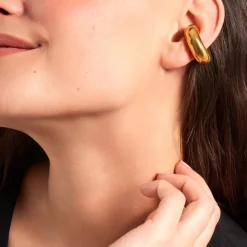 Histoire d'Or Bague D'oreille Unitaire Cheyenne Acier Jaune