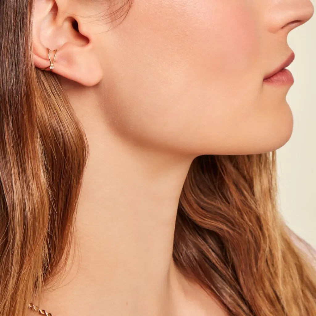 Histoire d'Or Bague D'oreille Unitaire Lenz Or Jaune Oxyde De Zirconium New