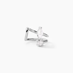 Histoire d'Or Bague D'oreille Unitaire Navette De Zirconium argent blanc oxyde Clearance