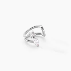 Histoire d'Or Bague D'oreille Unitaire Navette De Zirconium argent blanc oxyde Clearance