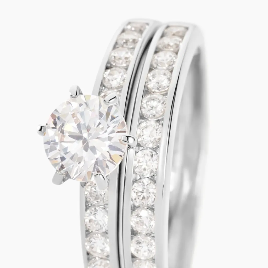 Histoire d'Or Bague Double Jeu De Zirconium argent blanc oxyde