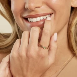 Histoire d'Or Bague Ensoleillée Plaqué Or Jaune Aventurine plaqué or dore aventurine vert Sale