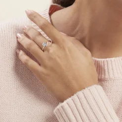 Histoire d'Or Bague Eva Or Blanc Topaze Et Oxyde De Zirconium or blanc topaze bleue Clearance