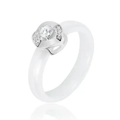 Histoire d'Or Bague Grace Argent Blanc Céramique Et Oxyde De Zirconium Clearance