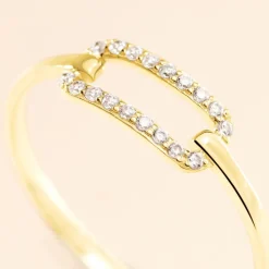 Histoire d'Or Bague Graphic Lines Or Jaune Oxyde De Zirconium New