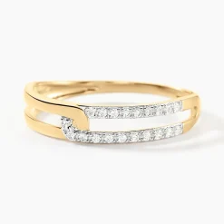 Histoire d'Or Bague Graphic Lines Or Jaune Oxyde De Zirconium Outlet