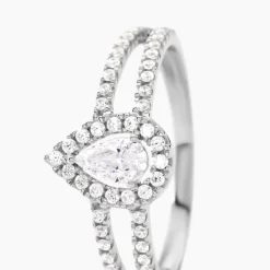 Histoire d'Or Bague Hildana Or Blanc Oxyde De Zirconium New