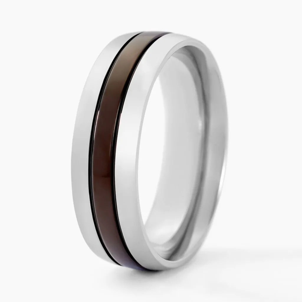 Histoire d'Or Bague John Acier Bicolore