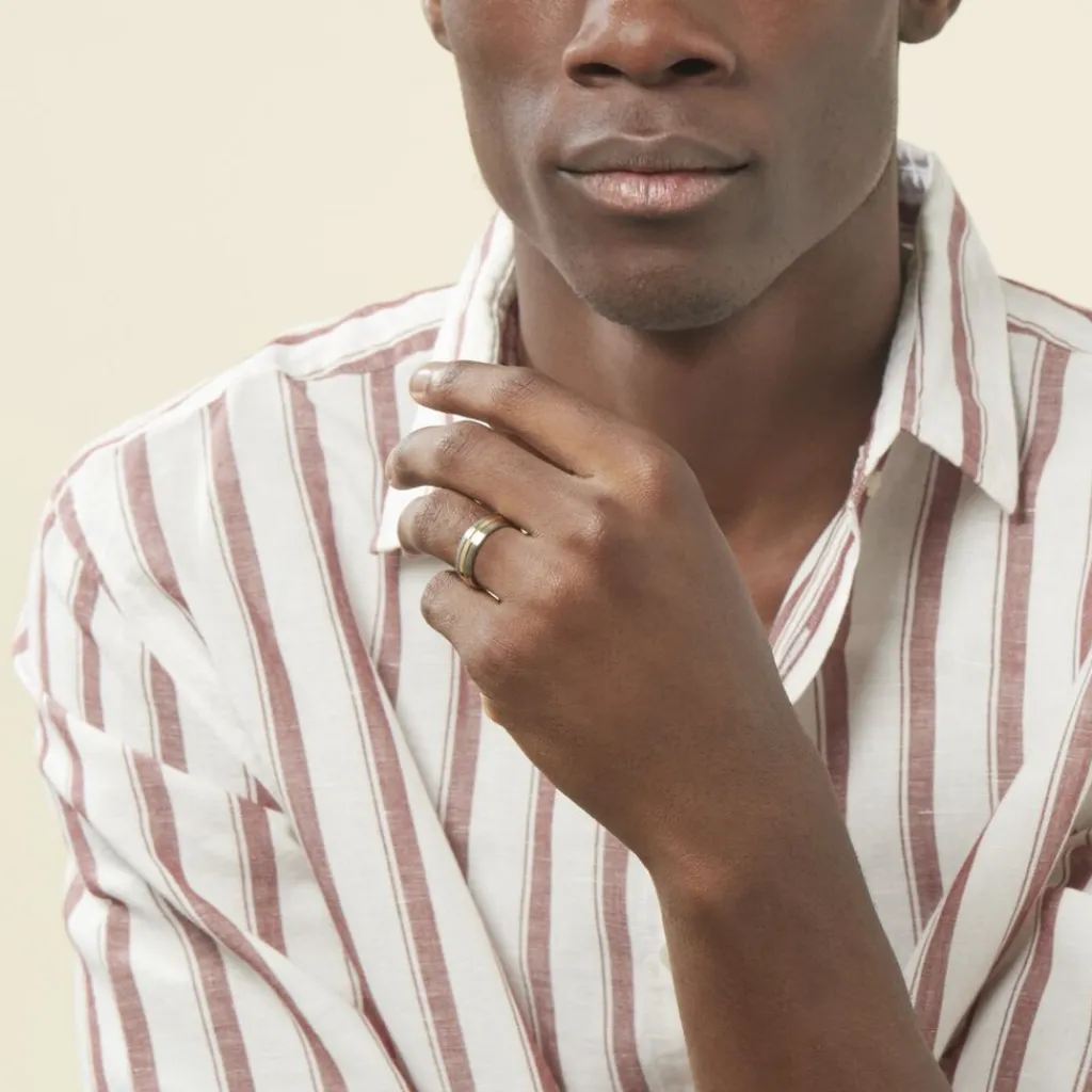 Histoire d'Or Bague John Acier Bicolore Plaque Or Jaune Outlet