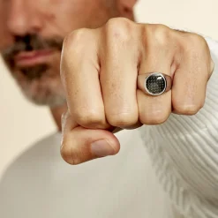 JOURDAN Bague Homme Arecibo Acier Blanc Carbone Best