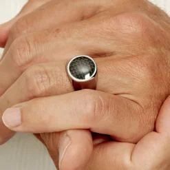 JOURDAN Bague Homme Arecibo Acier Blanc Carbone Best