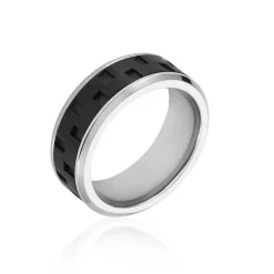 JOURDAN Bague Oahu Acier Blanc Et Noir Discount