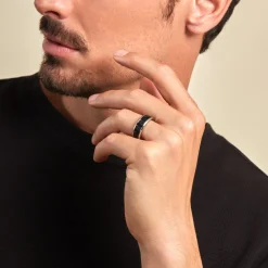 JOURDAN Bague Oahu Acier Blanc Et Noir Discount