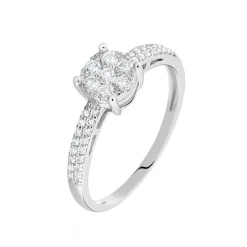 Histoire d'Or Bague Julia Or Blanc Diamant Synthetique Discount