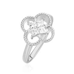 LAETIZIA Bague Fleur Argent Blanc Oxyde De Zirconium