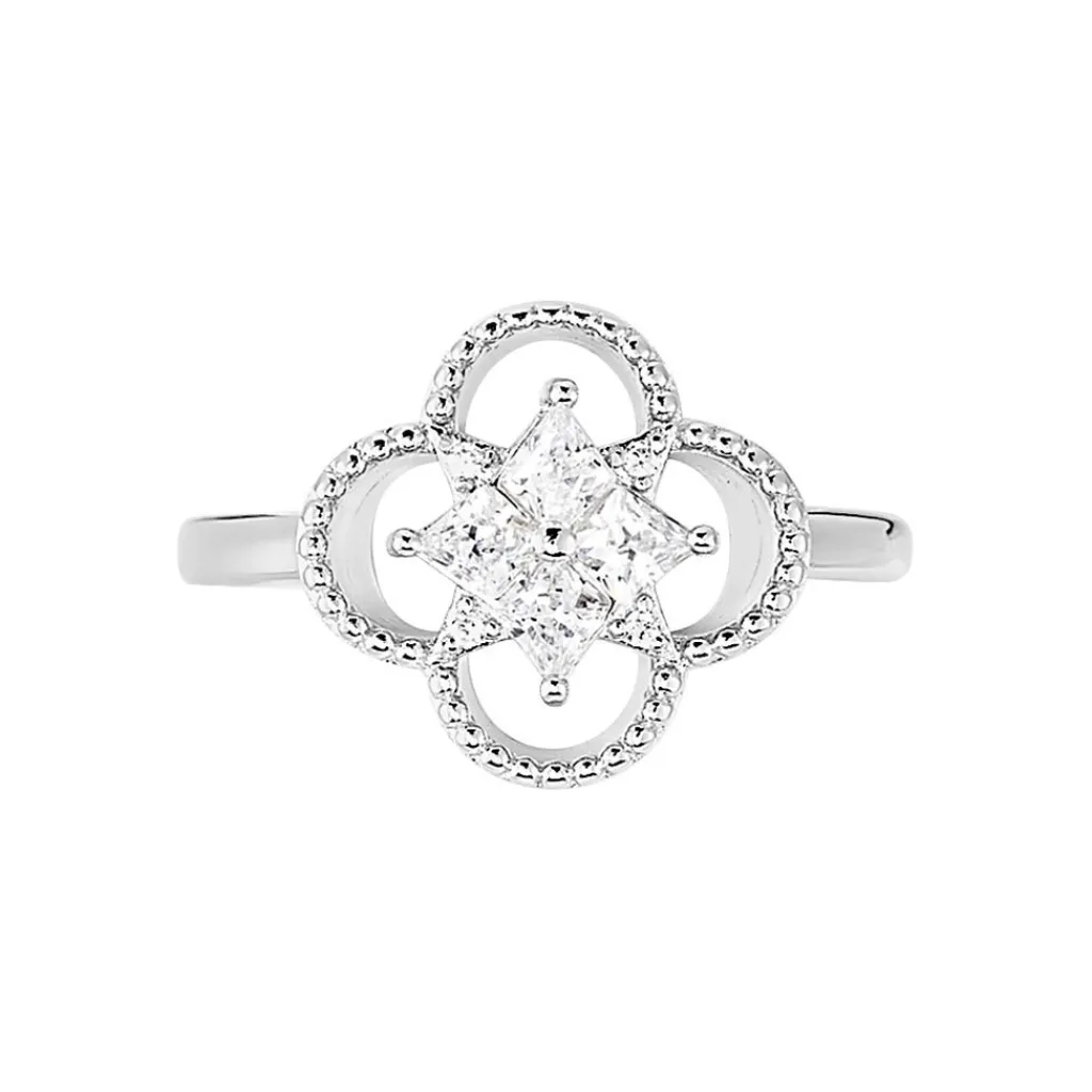 LAETIZIA Bague Fleur Argent Blanc Oxyde De Zirconium