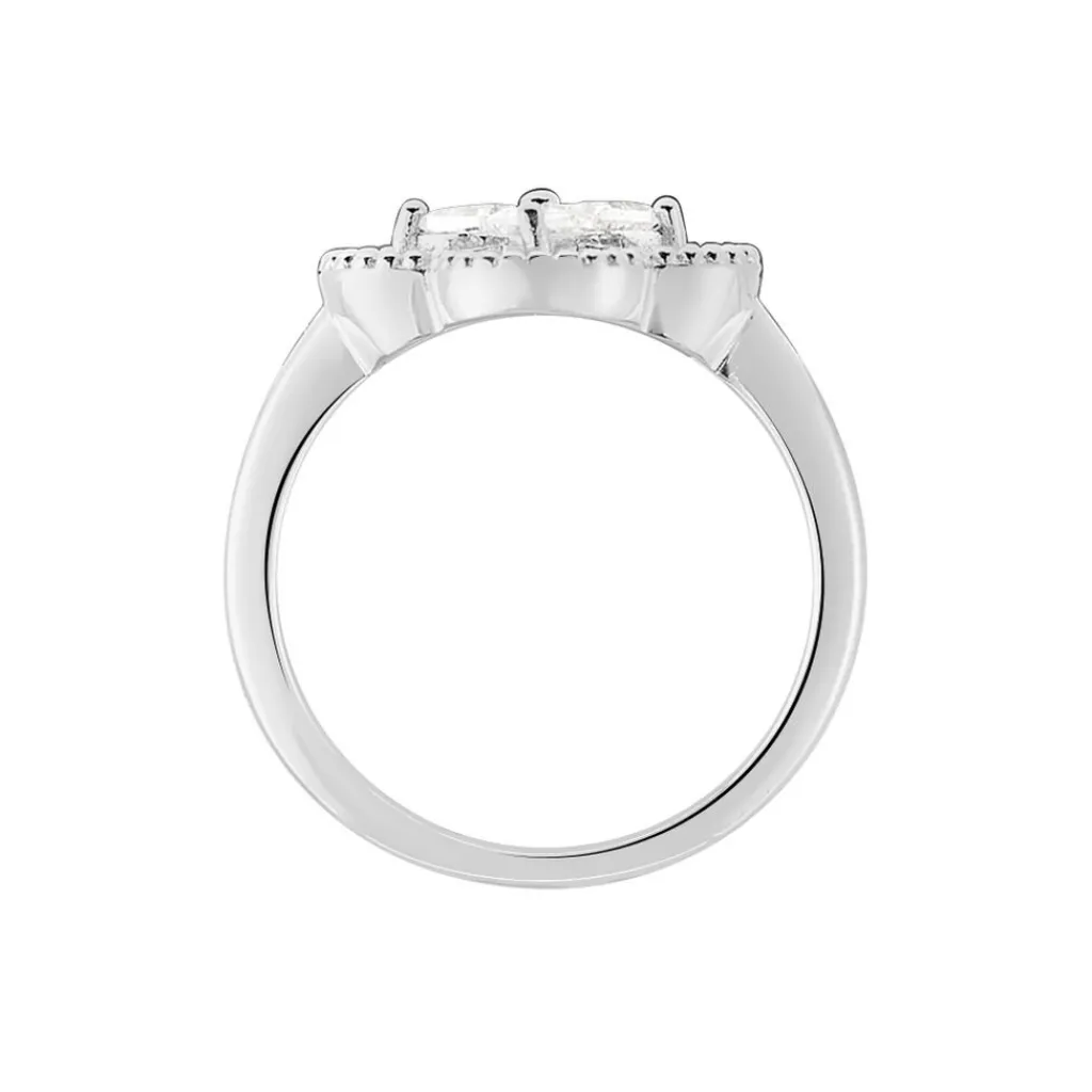LAETIZIA Bague Fleur Argent Blanc Oxyde De Zirconium