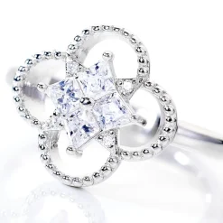 LAETIZIA Bague Fleur Argent Blanc Oxyde De Zirconium