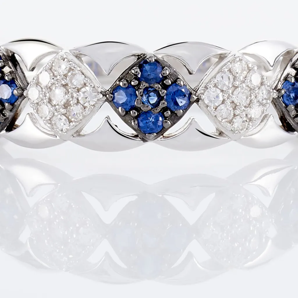 Histoire d'Or Bague Lina-maria Or Blanc Saphir Et Diamant