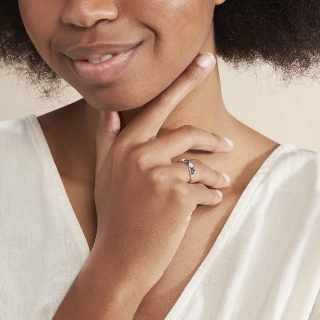 Histoire d'Or Bague Lina-maria Or Blanc Saphir Et Diamant