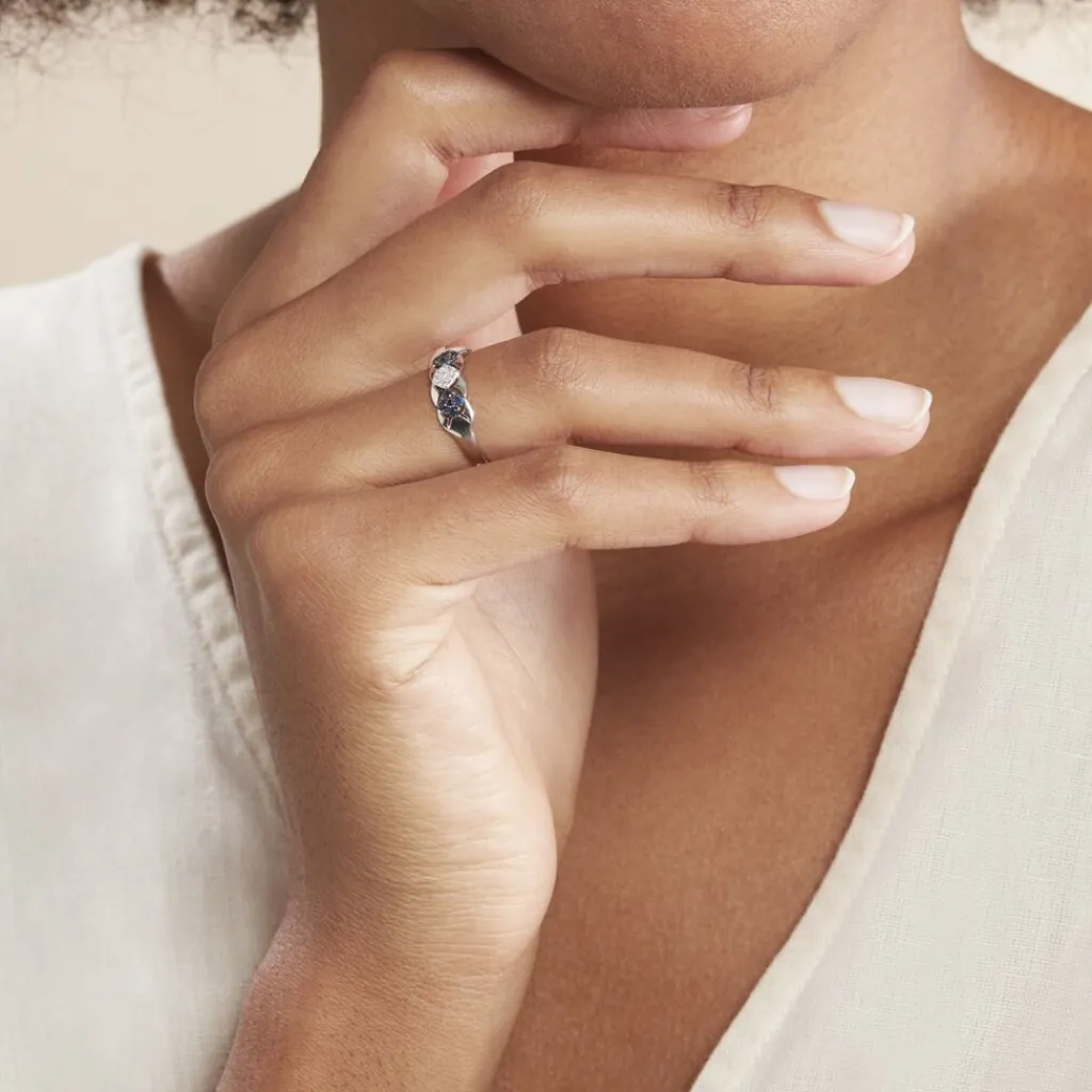Histoire d'Or Bague Lina-maria Or Blanc Saphir Et Diamant