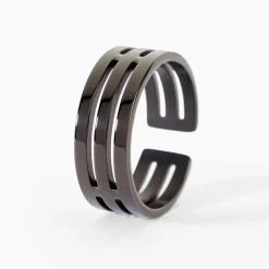 Histoire d'Or Bague Line Acier Noir